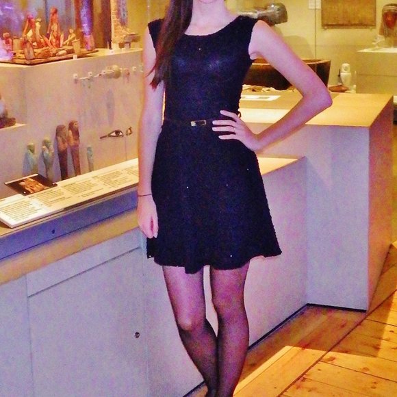 UK6 (XS) Navy Blue Mini Dress with Sequin Sparkles - Picture 5 of 5